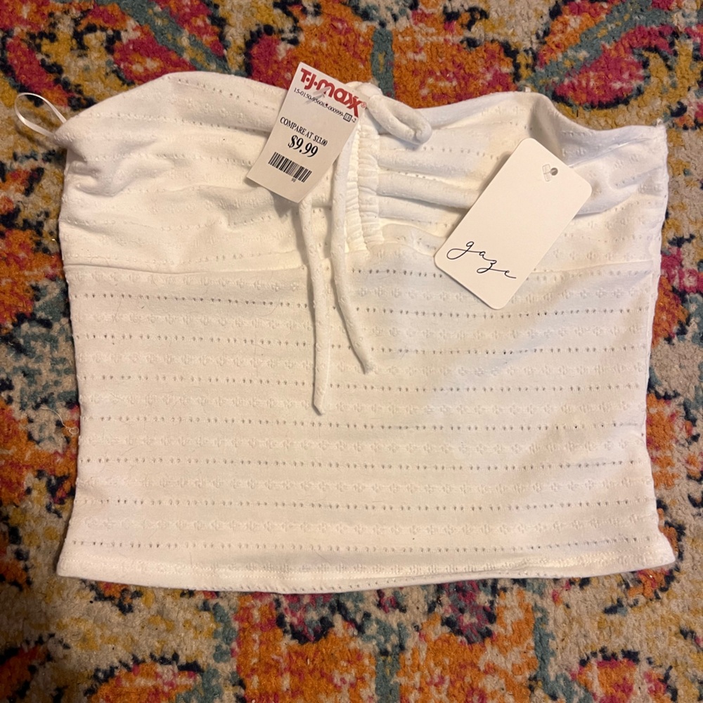 White Tube Top with Bow Detail